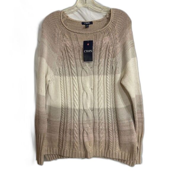 NWT Chaps Sweater Women's Med Knit Pullover Soft Girl Pastel Tone Colorblock - Picture 1 of 7